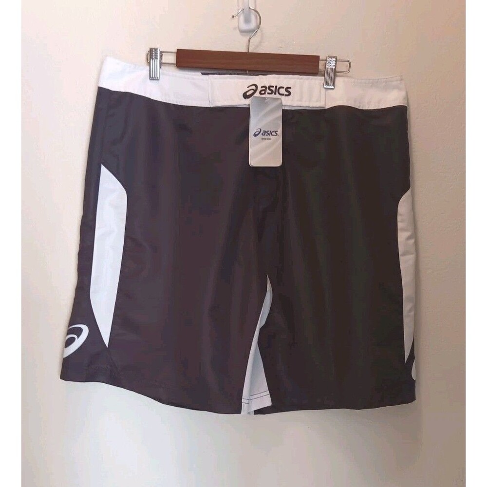 ASICS Men's JT1502 Wrestling MMA Grappling Board Shorts Black White Size 38 NWT